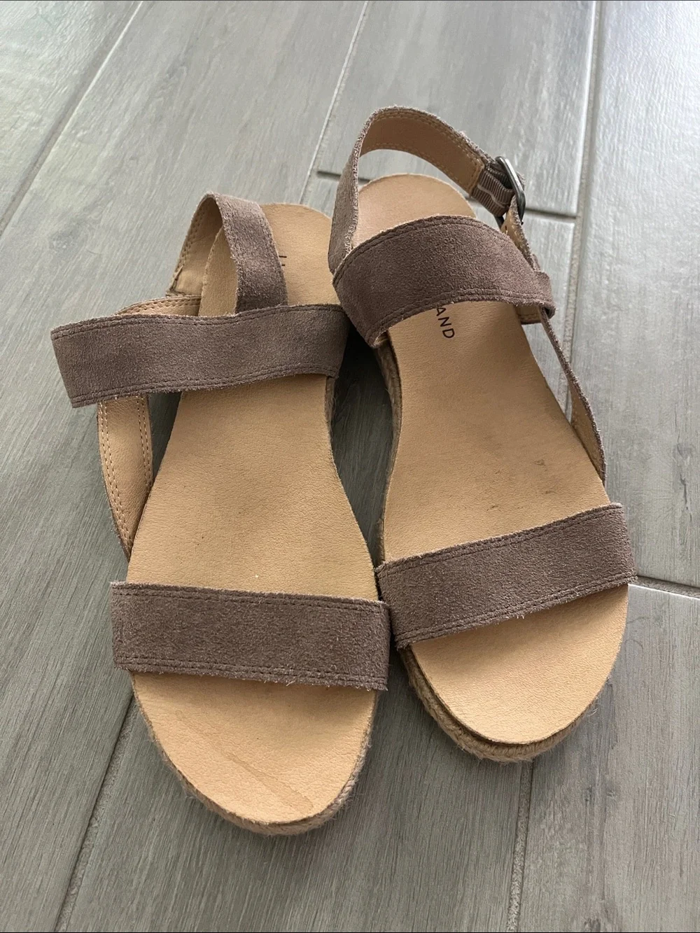 Women's Lucky brand Taupe Suede Strap Adjustable Sandals